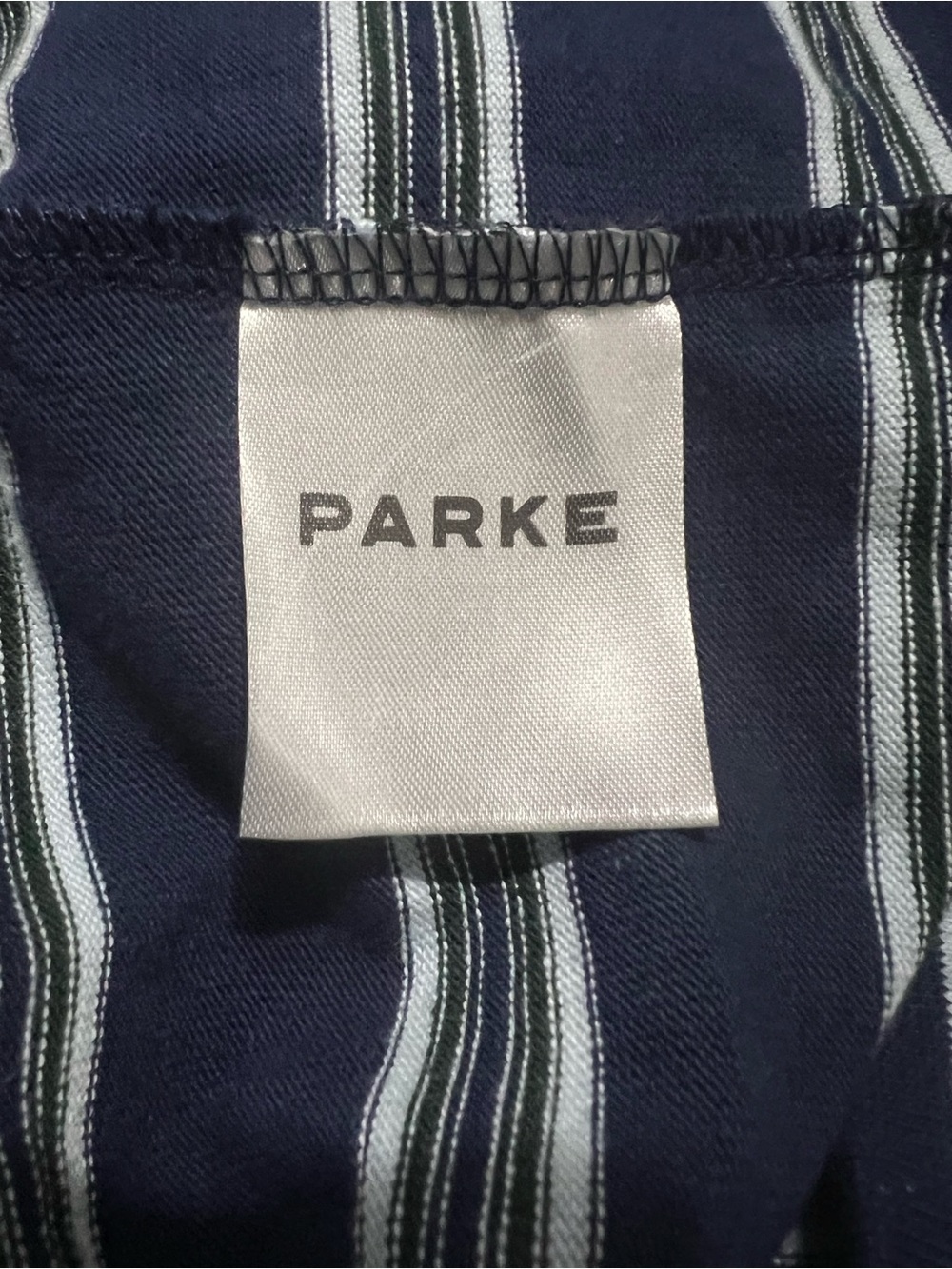 Parke Striped Cotton T-Shirt Navy/Green Size M - Picture 6 of 7